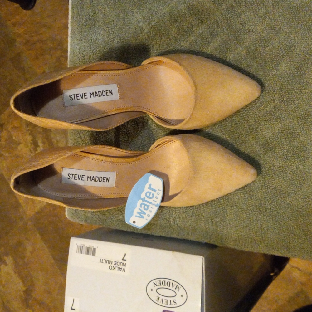 Steve Madden Valko D’Orsay Heels Nude Multi-Color Suede and Snakeskin Size 7 - Picture 2 of 12